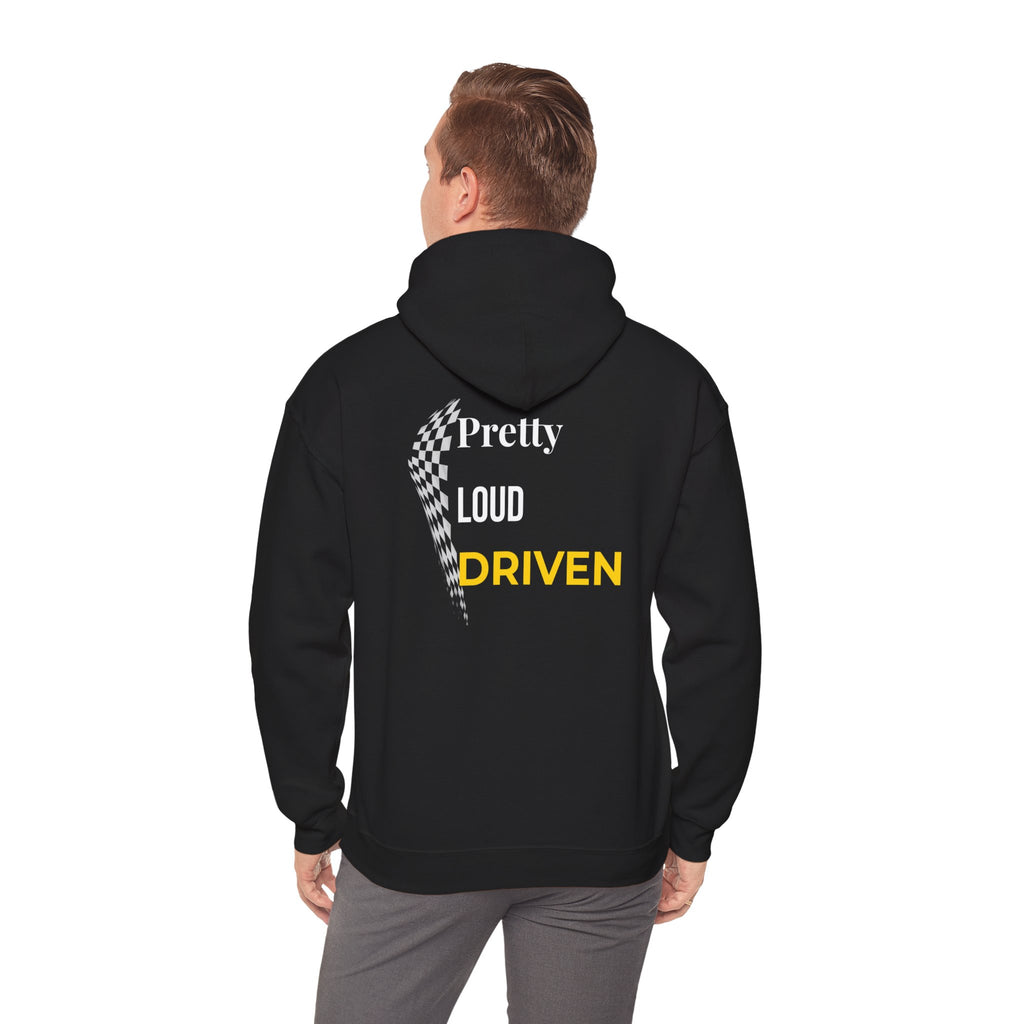 Pretty Loud Driven Hoodie • Racing Flag Hoodie for Women • Girl Racer Streetwear • Motivational Graphic Hoodie • Feminine Car Enthusiast Gift. Unisex