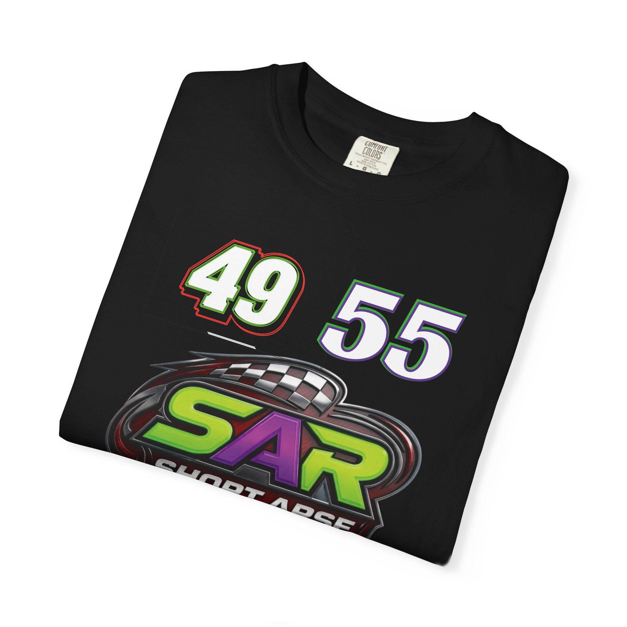 Short Arse Racing (SAR) Tee — Racing Logo T‑Shirt with 49 & 55 Numbers