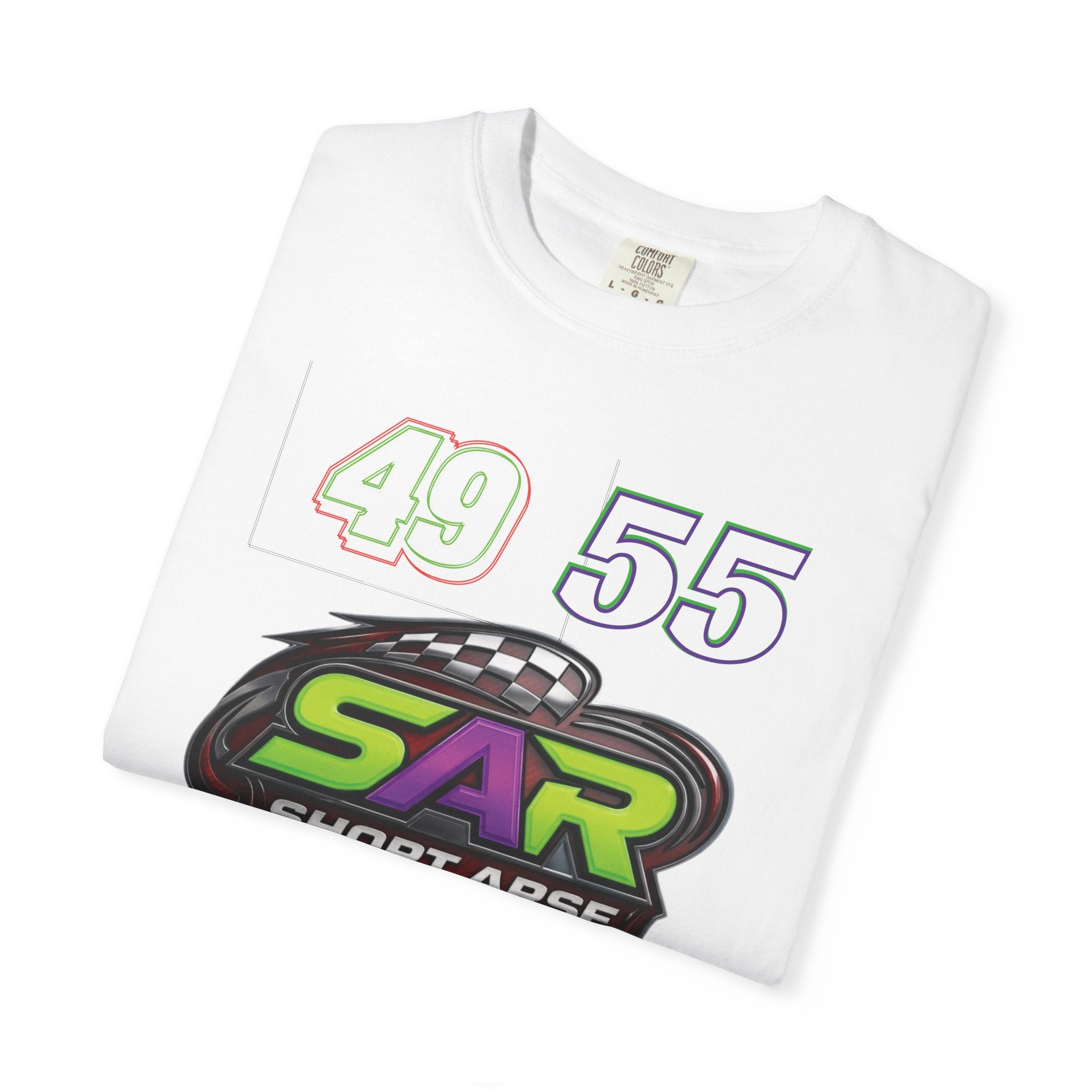 Short Arse Racing (SAR) Tee — Racing Logo T‑Shirt with 49 & 55 Numbers